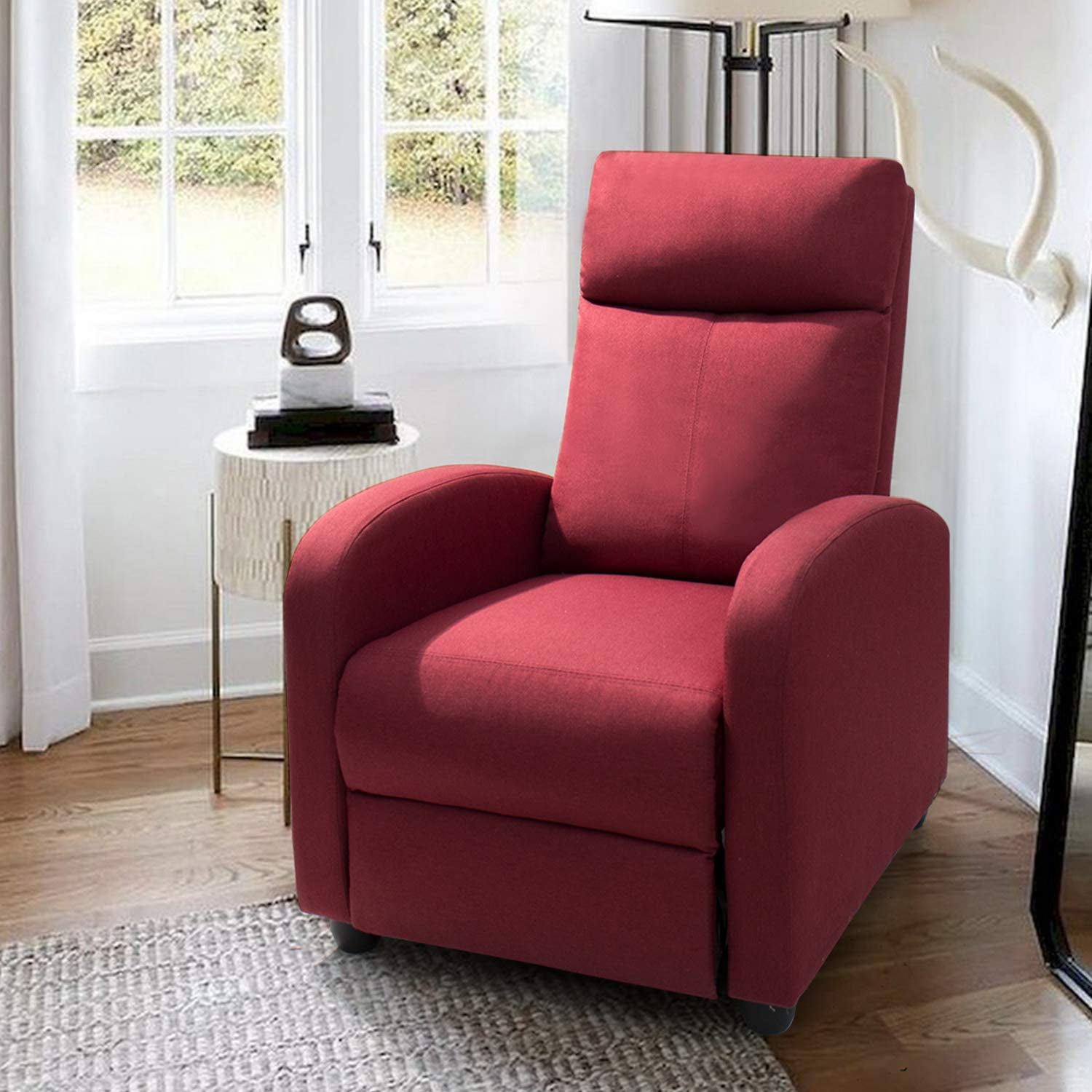 Lacoo Home Theater Recliner Red Fabric Recliner. Multi Options Available