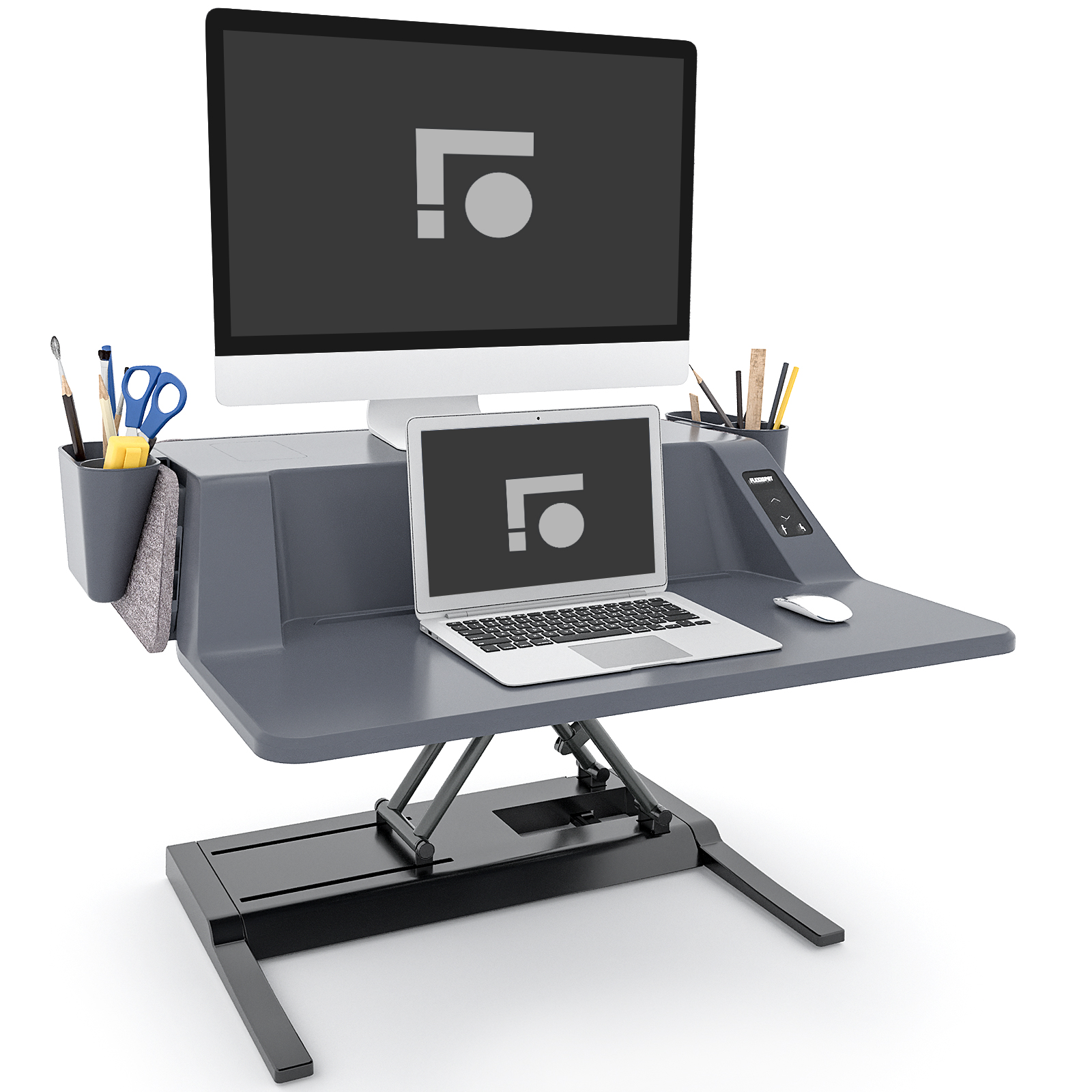 FlexiSpot 25″ Motorized Aesthetic Home Office Computer Riser Sit Stand Workstation Gray