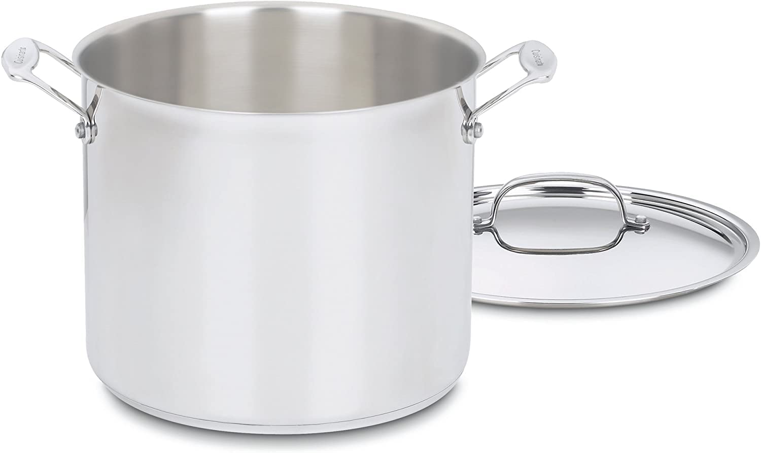 Cuisinart Chef-s Classic 12-Quart Cover stockpot. Included-14.3″(L Handles) x 10.2″ Includes lid Pot Only Height & Width: 8.6″ (H) x 10.5″ (W). Silver