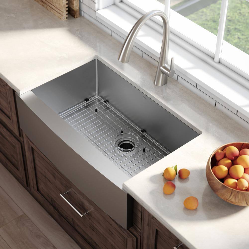KRAUS  Standart PRO Farmhouse Apron-Front Stainless Steel 33 in. Single Bowl Kitchen Sink