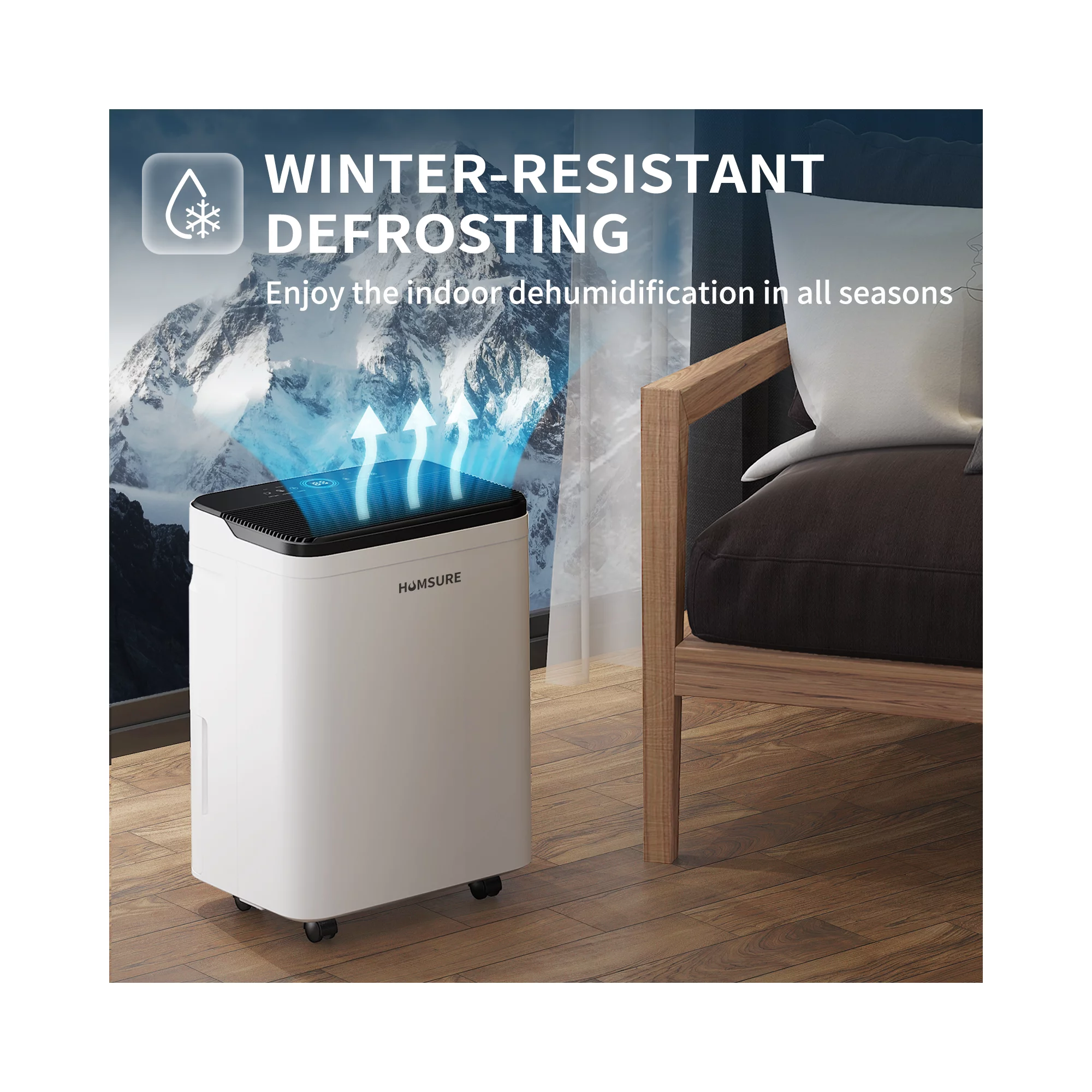 HUMSURE 70 Pint Intelligent Humidity Control Dehumidifier. 4.500 sq. ft. for Basements. Large Rooms. Bathrooms