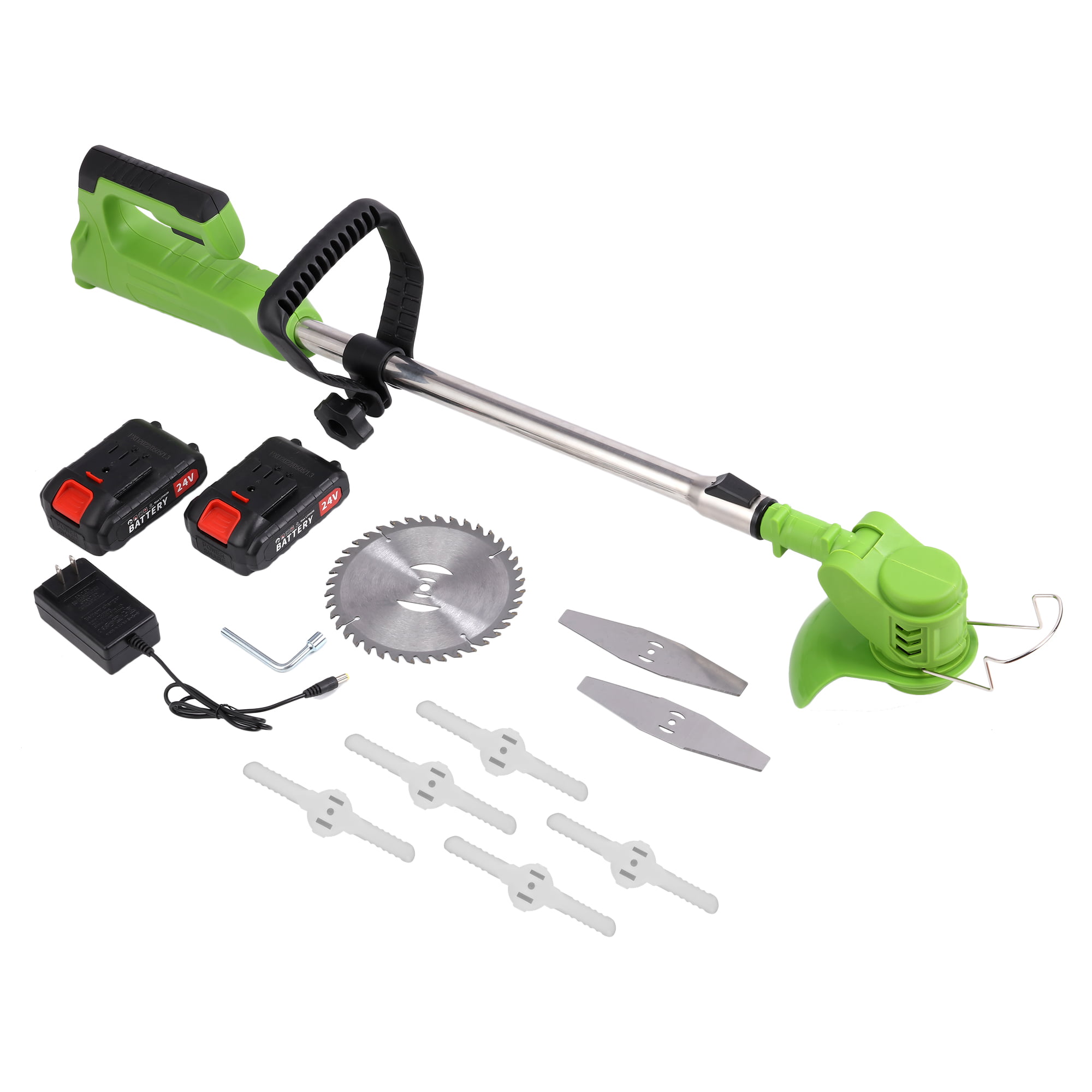 Electric Weed Eater Lawn Edger Cordless Grass String Trimmer Cutter + 2 Batteries