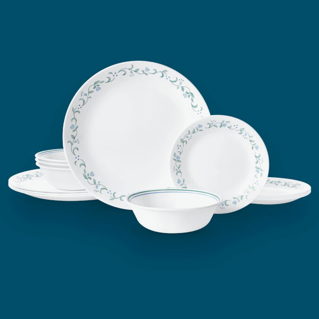 Corelle Country Cottage. White and Blue. 12 Piece. Dinnerware Set