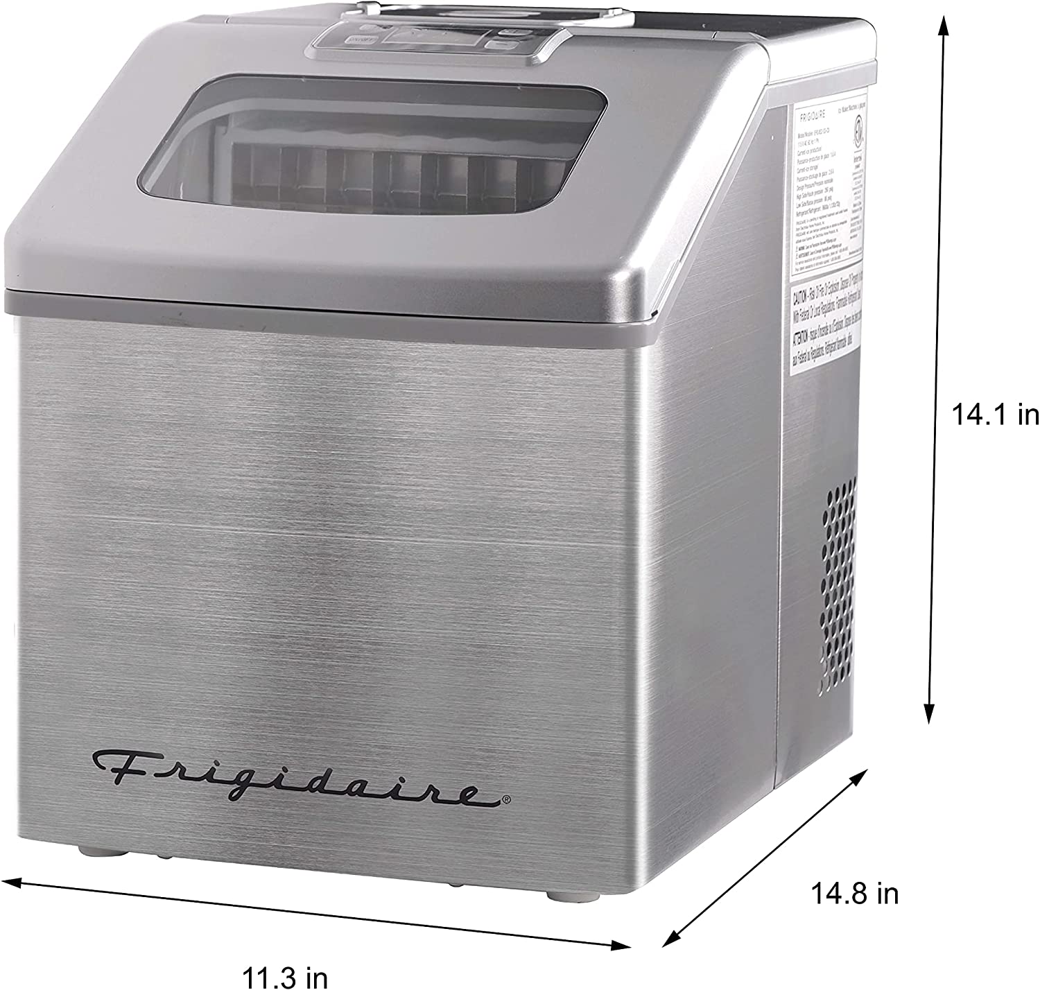 FRIGIDAIRE EFIC452-SS 40 Lbs Extra Large Clear Maker. Stainless Steel. Makes Square Ice