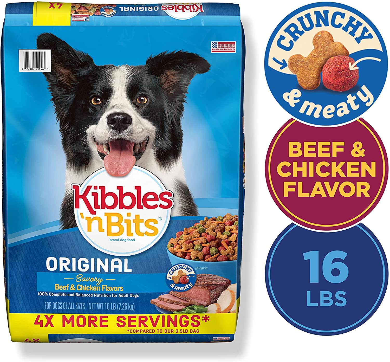 Kibbles ‘n Bits Original Savory Beef & Chicken Flavor Dry Dog Food. 31-Pound