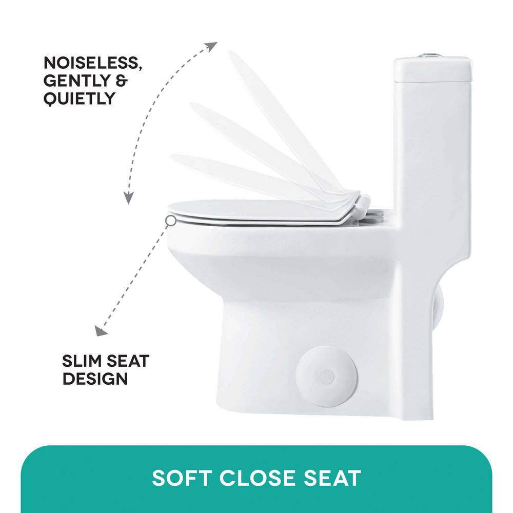 FINE FIXTURES MOTB10W Jawbone 10 in. Rough-In 1-piece 1.08 GPF /1.58 GPF Dual Flush Round Toilet in White. Seat Included