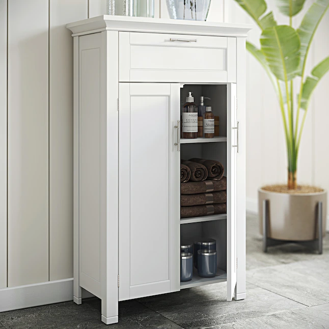 RiverRidge 06-038 Somerset 23.6-in W x 40.25-in H x 11.81-in D White Mdf Freestanding Linen Cabinet