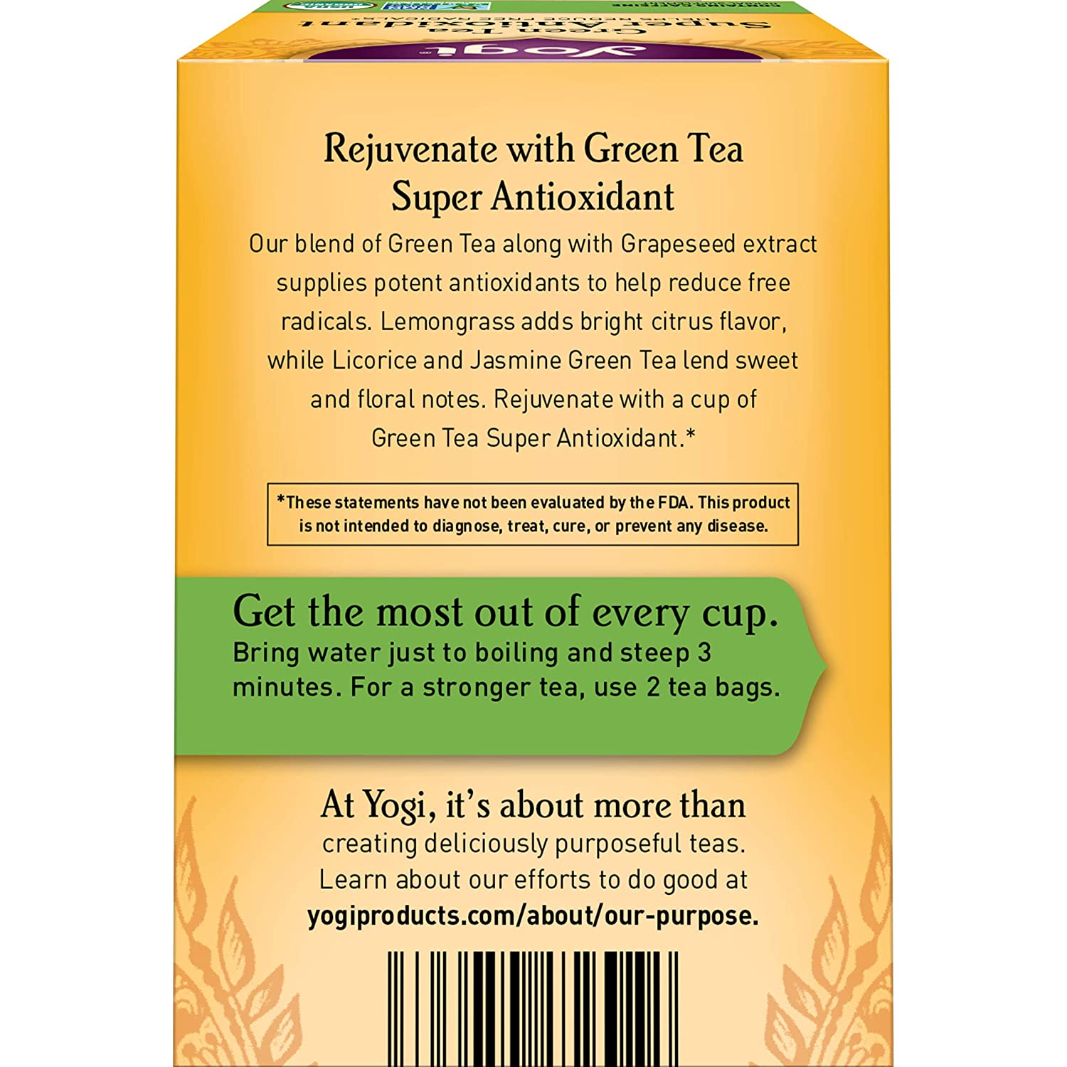 Yogi Tea Green Tea Super Antioxidant. 6 Pack. Support Overall Health. 96 Tea Bags