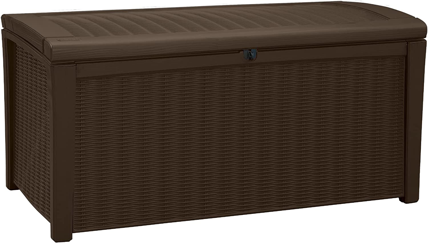 Keter Borneo 110 Gallon Resin Deck Box - Organization and Storage for Patio Furniture. Outdoor Cushions. Throw Pillows. Garden Tools and Pool Toys. Brown