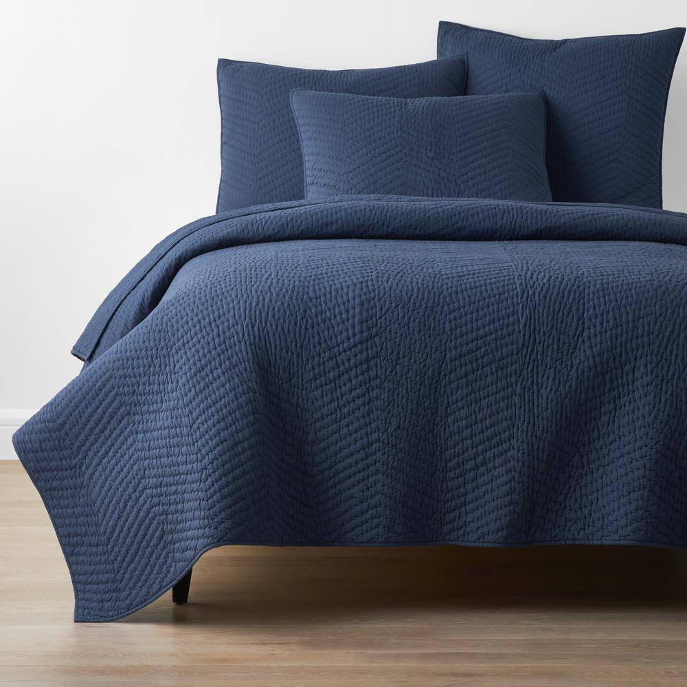 The Company Store  Company Cotton Navy Solid Twin Quilt - Navy