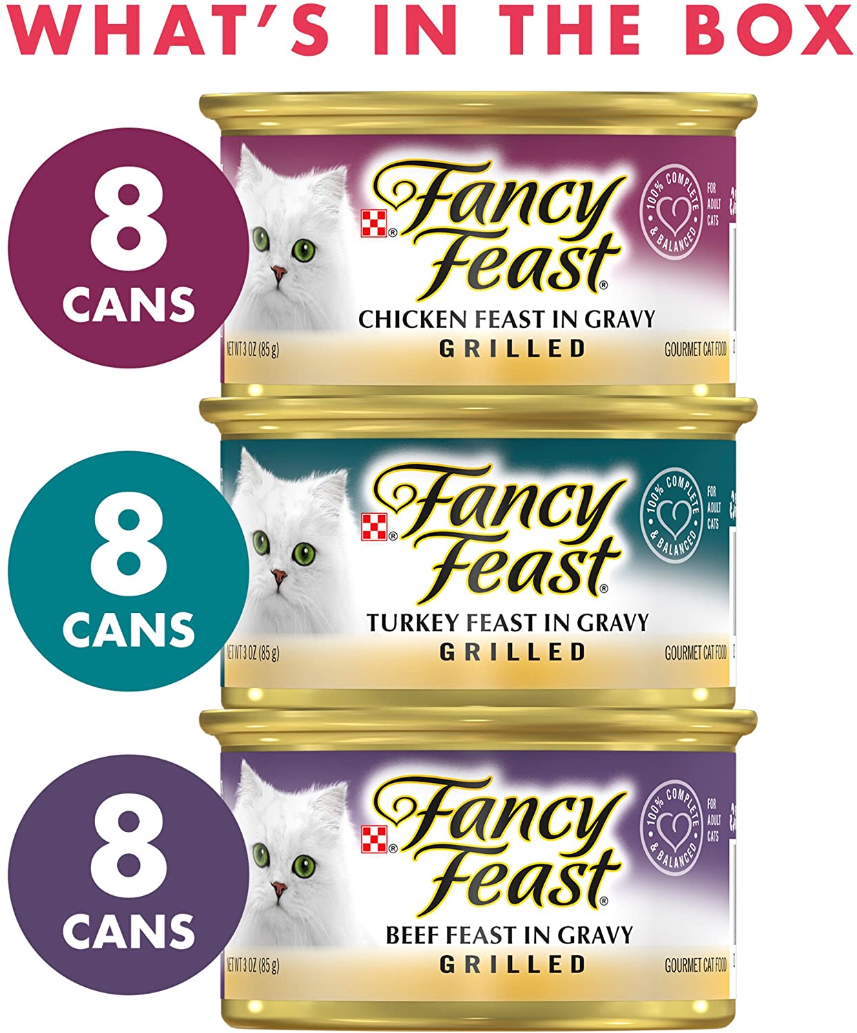 Purina Fancy Feast Gravy Wet Cat Food Variety Pack. Poultry and Beef Grilled Collection - (24) 3 oz. Cans