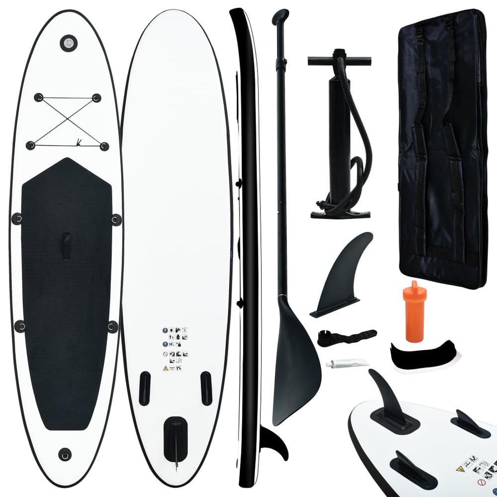 vidaXL Inflatable Stand Up Paddleboard Set Black and White 2727