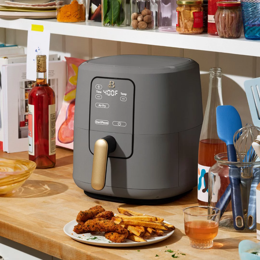 Beautiful 6 Quart Touchscreen Air Fryer. Oyster Grey by Drew Barrymore