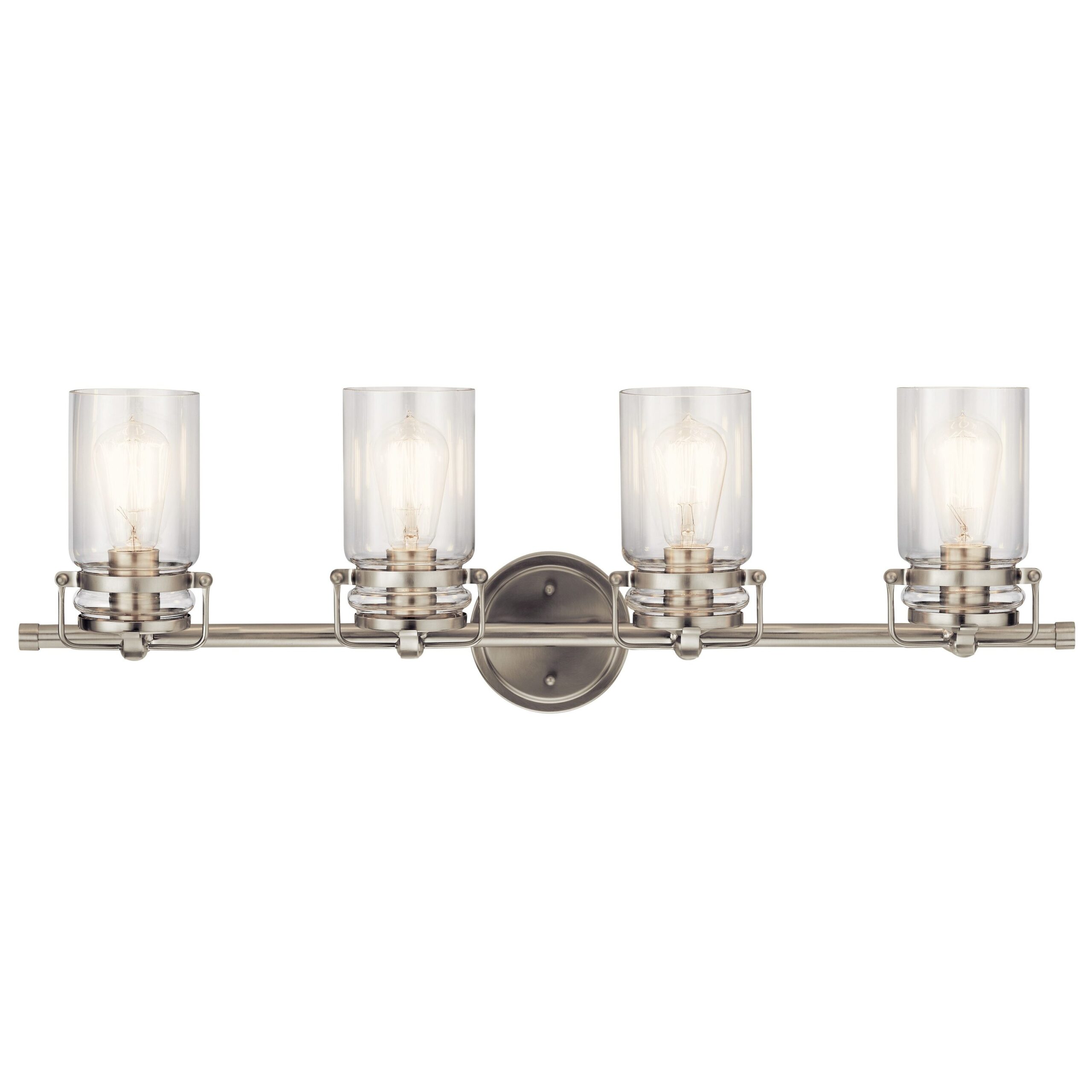Kichler 5690NI Brinley 32.25-in 4-Light Brushed Nickel Farmhouse Vanity Light