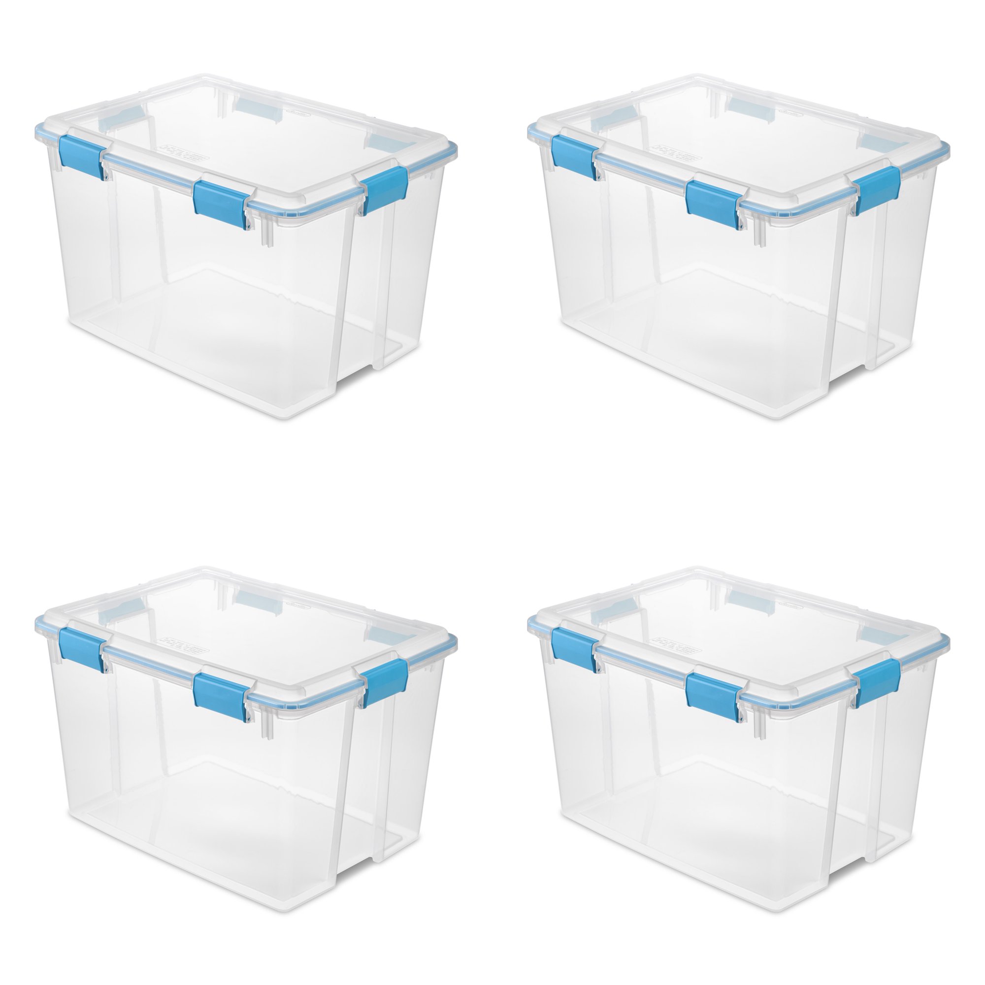 Sterilite 80 Qt. Gasket Box Plastic. Blue Aquarium. Set of 4
