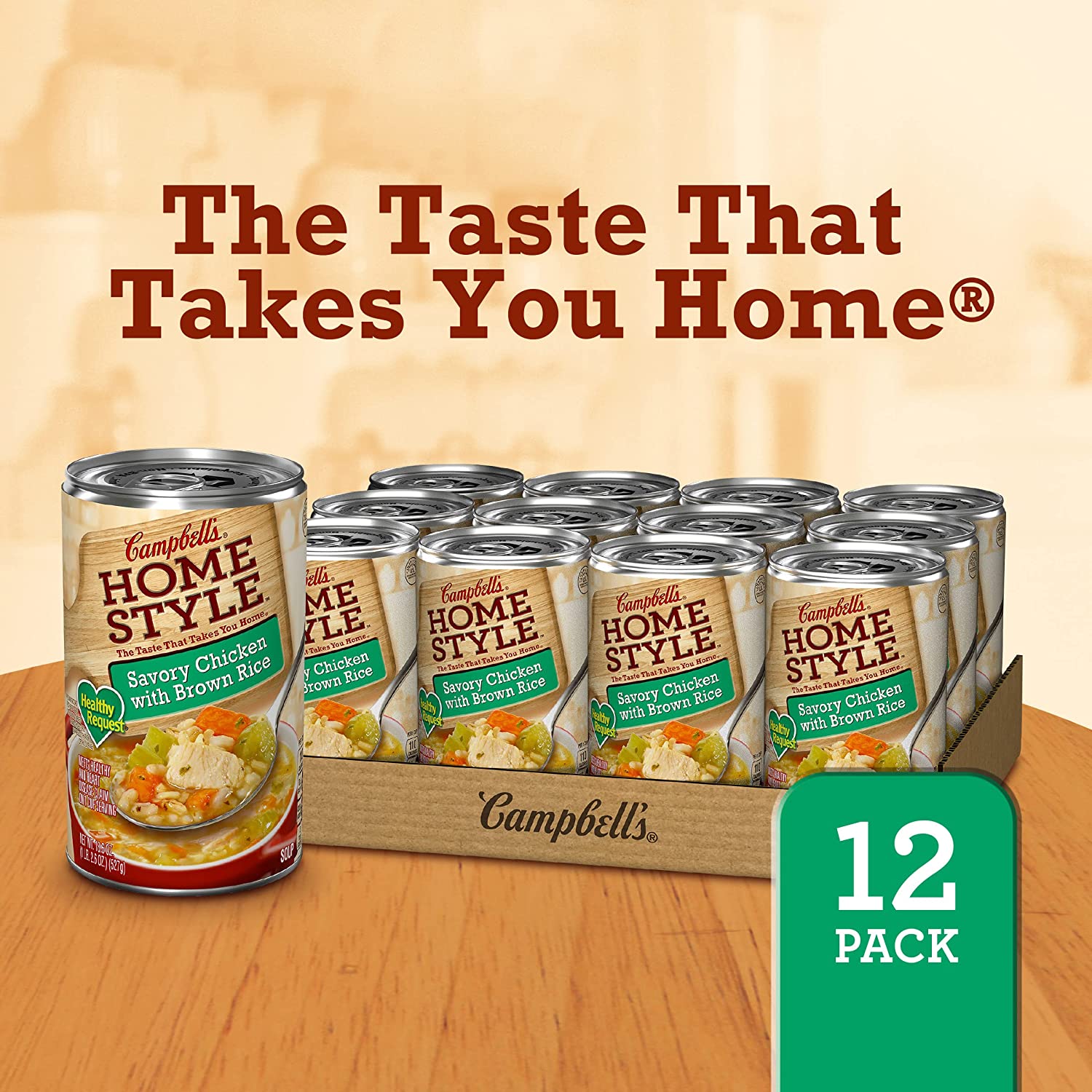 Campbell-s Homestyle Healthy Request Savory Chicken with Brown Rice Soup. 18.6 oz. (Pack of 12)