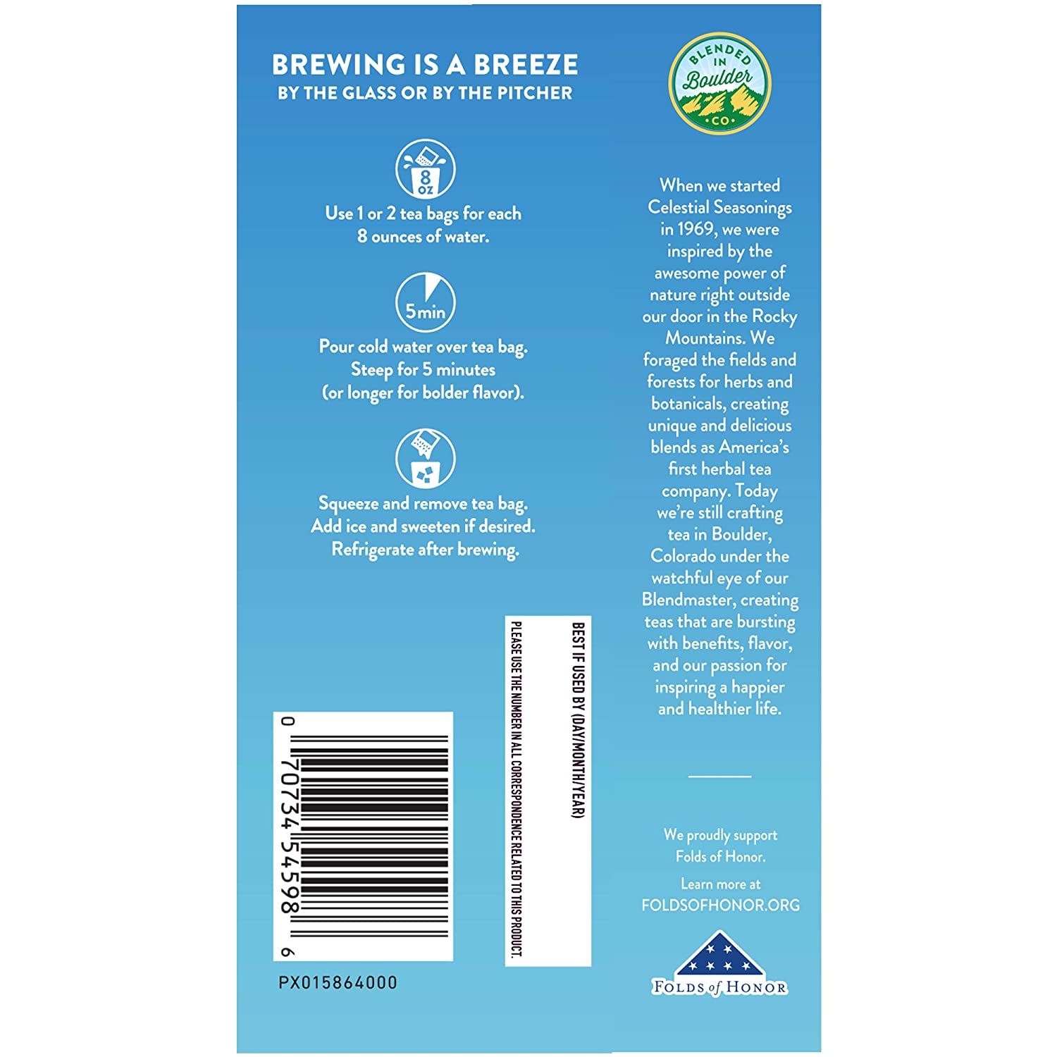 Celestial Seasonings Cold Brew Iced Tea. Red. White & Blueberry. Caffeine Free. 18 Tea Bags (Pack of 6)