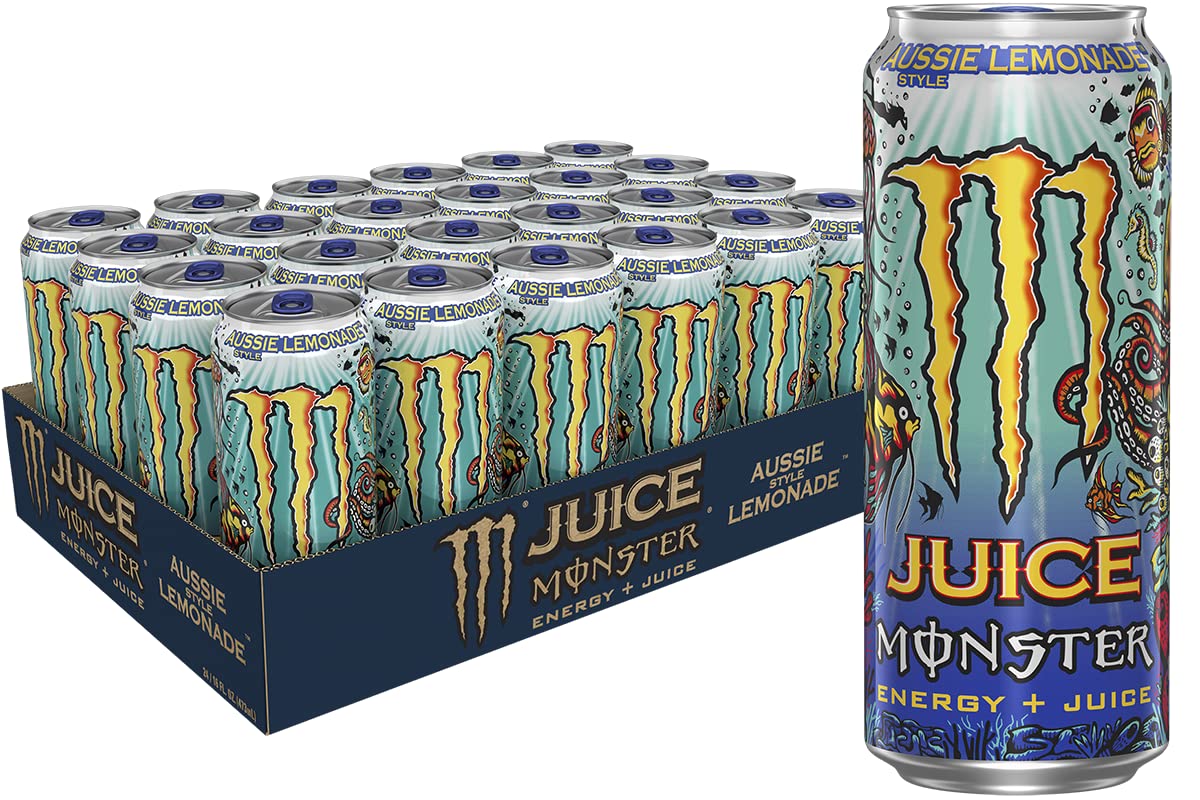 Monster Energy Juice Aussie Style Lemonade. Energy + Juice. 16oz (Pack of 24)