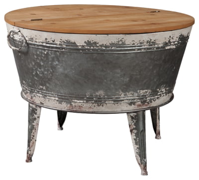 Signature Design by Ashley Shellmond Rustic Distressed Metal Accent Cocktail Table with Lift Top 20″. Gray