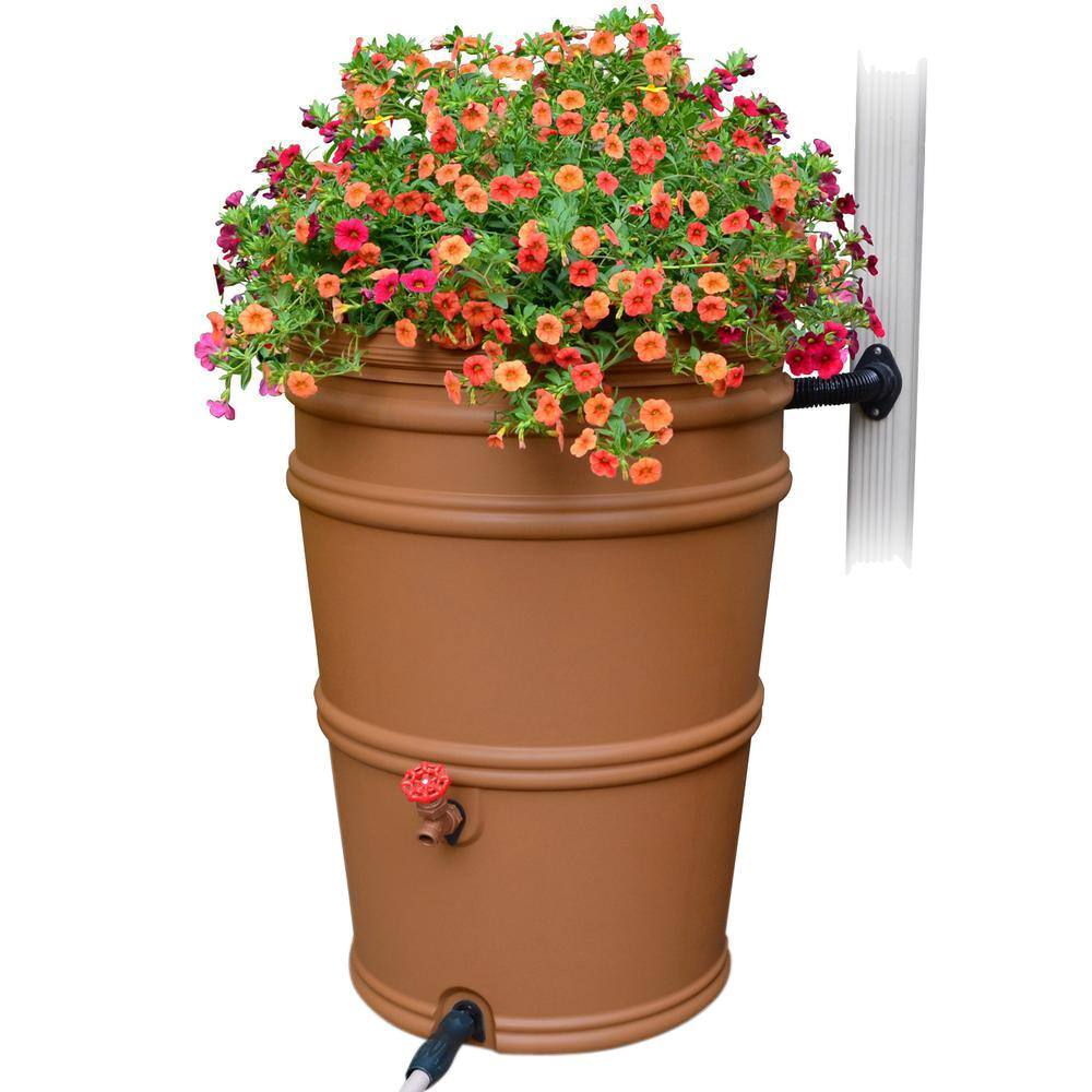 EarthMinded RS45-TC RainStation 45 Gal. Terracotta Rain Barrel with Diverter