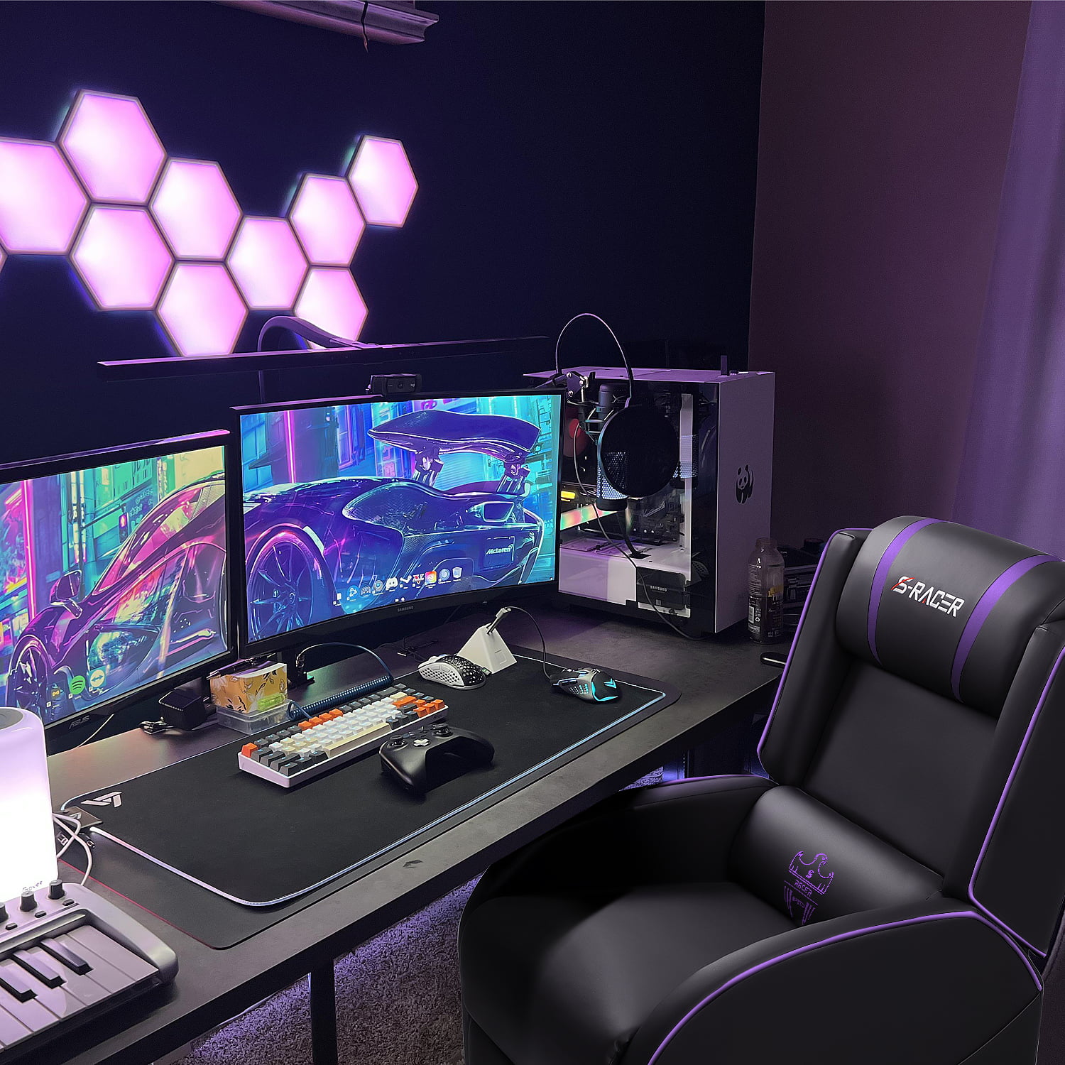 Homall Massage Gaming Recliner Chair Video Game Chair Racing Sofa Chair PU Leather Living Room Sofa Single Home Theater Seating. Purple