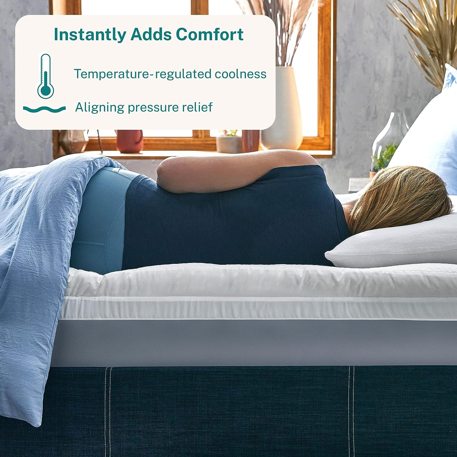 Sleep Innovations Cooling Comfort Gel Memory Foam Dual Layer Mattress Topper. 4 Inch. Full Size. Pillow Top Cover