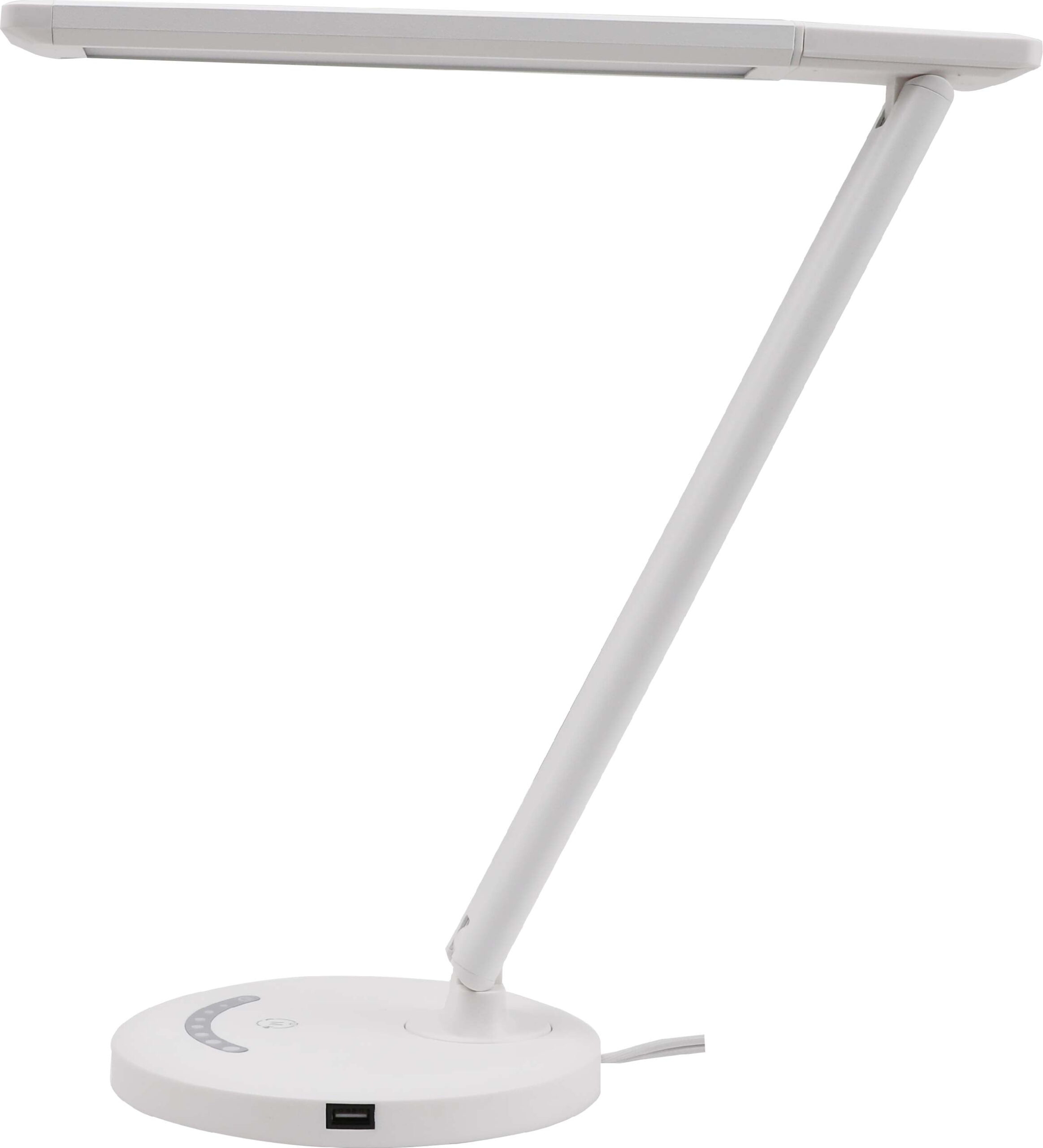 Mainstays Dimmable Plastic LED Desk Lamp with USB Charging Port. White with Powder Coating