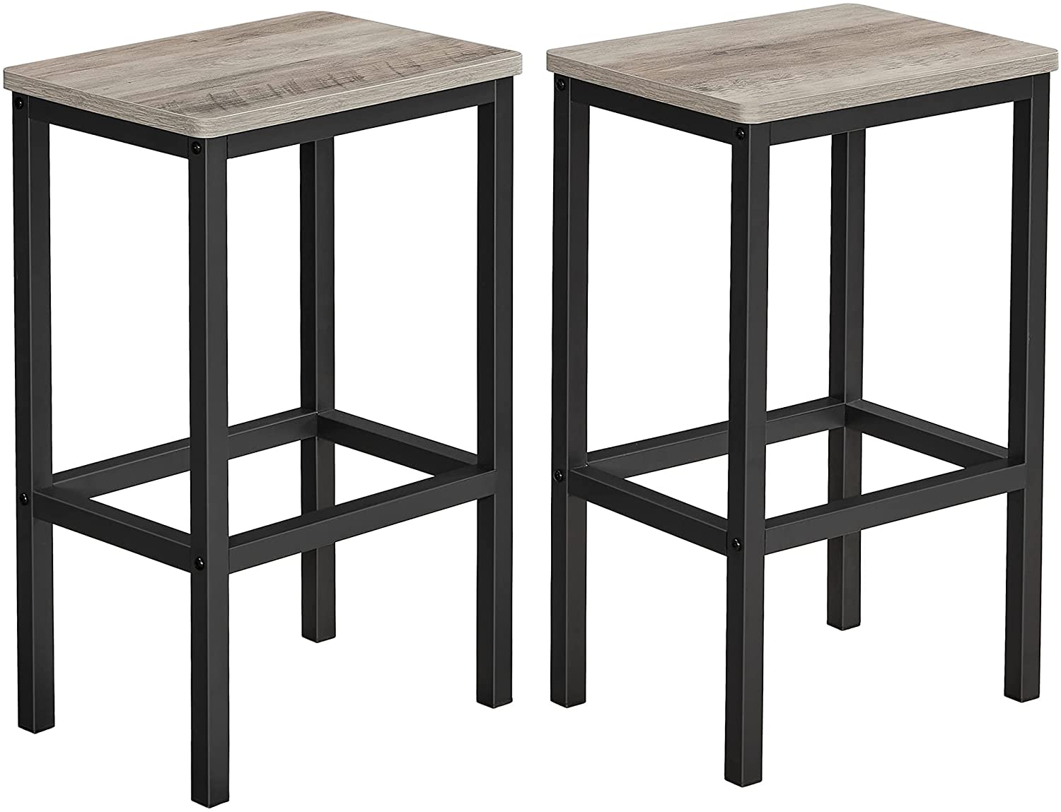 VASAGLE Bar Stools. Set of 2 Bar Chairs. Kitchen Breakfast Bar Stools. Greige and Black ULBC065B02