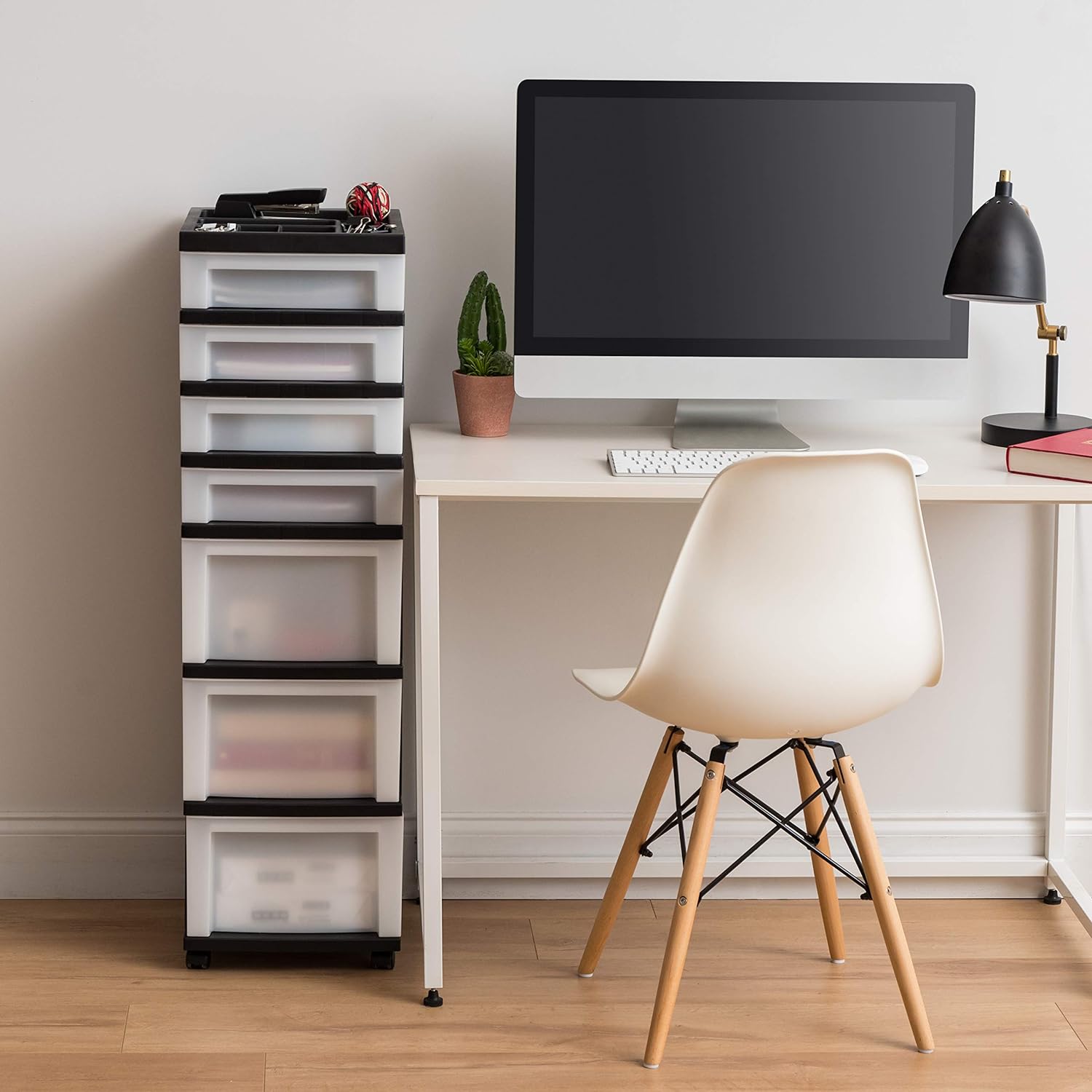 IRIS USA 7-Drawer Storage Cart with Organizer Top. Black