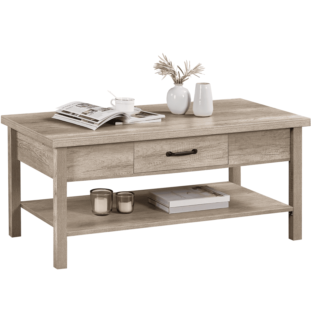 SMILE MART Lift Top Coffee Table with Hidden Compartments & Drawer for Living Room. Gray