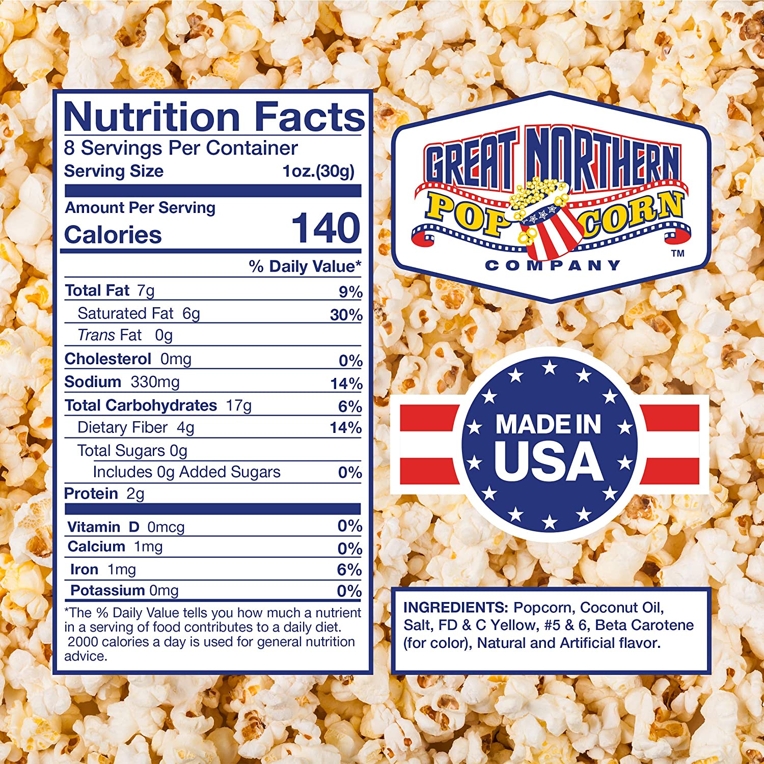 Great Northern Popcorn Premium 8 Ounce Popcorn Portion Packs. Case of 12