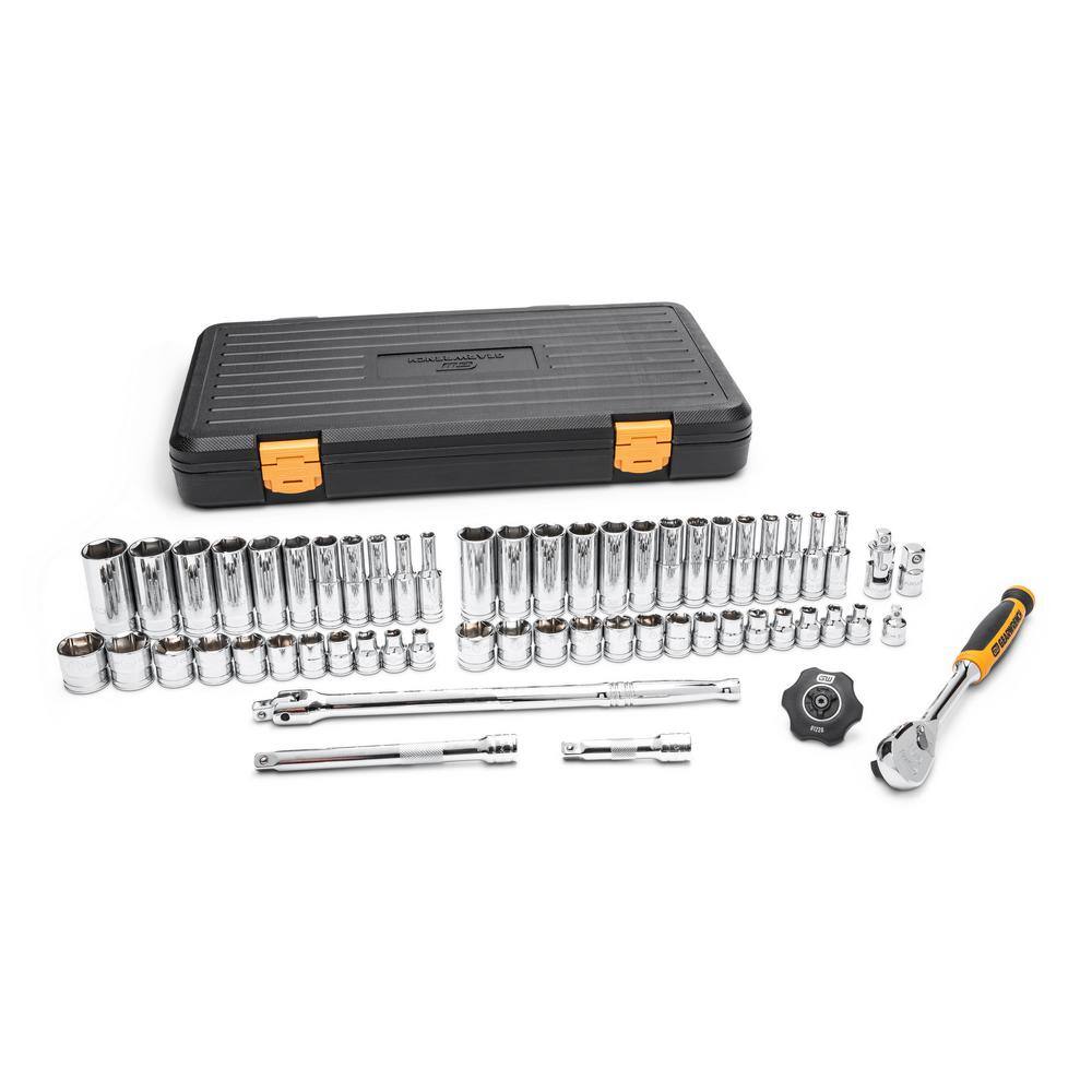 GEARWRENCH 1008066262 3/8 in. Drive 90-Tooth 6-Point Standard and Deep SAE/Metric Mechanics Tool Set (58-Piece)