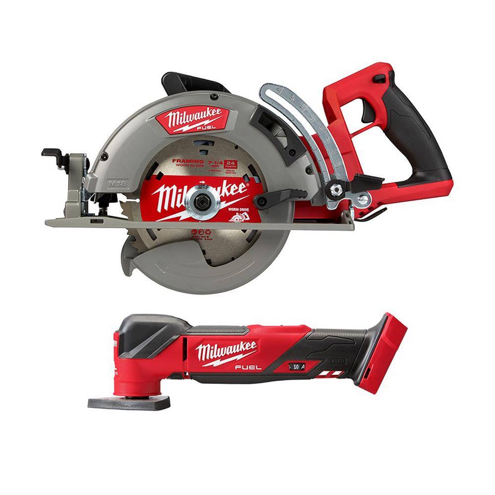Milwaukee 2830-20-2836-20 M18 FUEL 18V Lithium-Ion Cordless 7-1/4 in. Rear Handle Circular Saw with Oscillating Multi-Tool (Tool-Only)