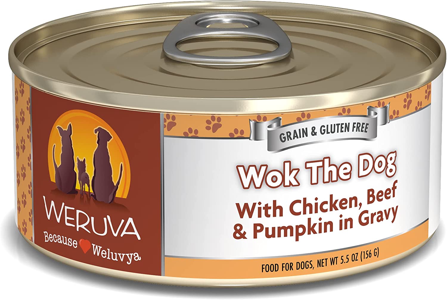 Weruva Wok the Dog with Chicken Beef & Pumpkin in Gravy Grain-Free Canned Dog Food 5.5oz Can (Pack of 24)