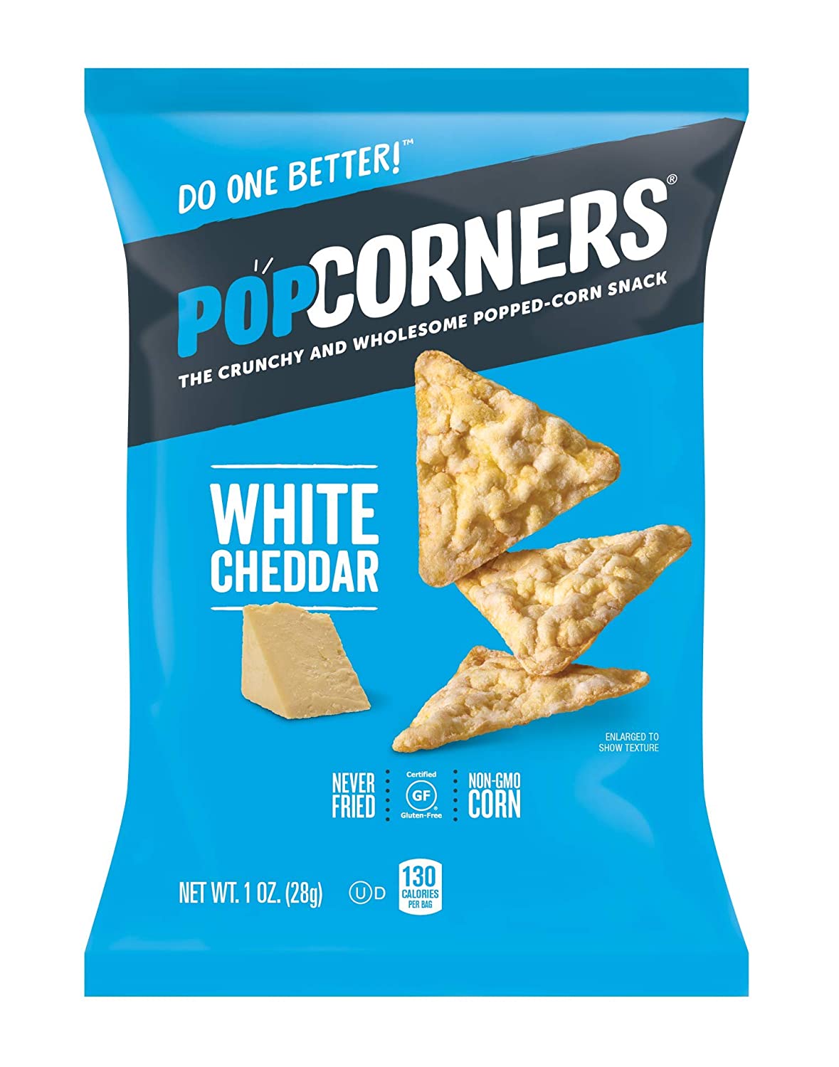 Popcorners Snack Pack Gluten Free Chips. White Cheddar. 1 Oz (Pack of 20)