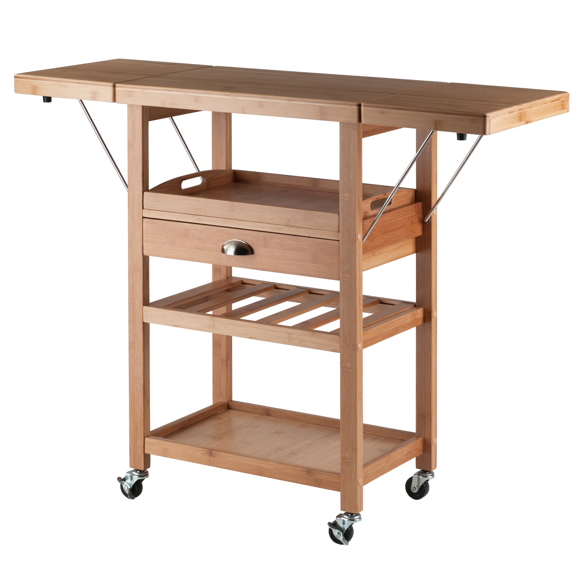 Winsome Wood Wood Base with Wood Top Rolling Kitchen Cart (15.16-in x 45.28-in x 35.43-in)
