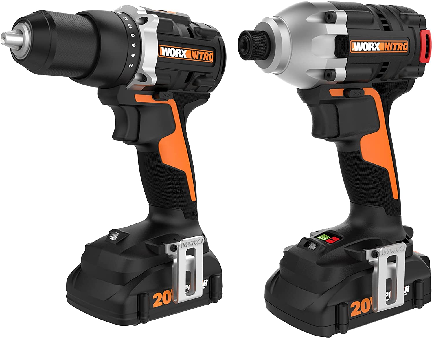 Worx WX960L Nitro 20V Cordless Impact Driver & Drill/Driver Brushless Combo Kit