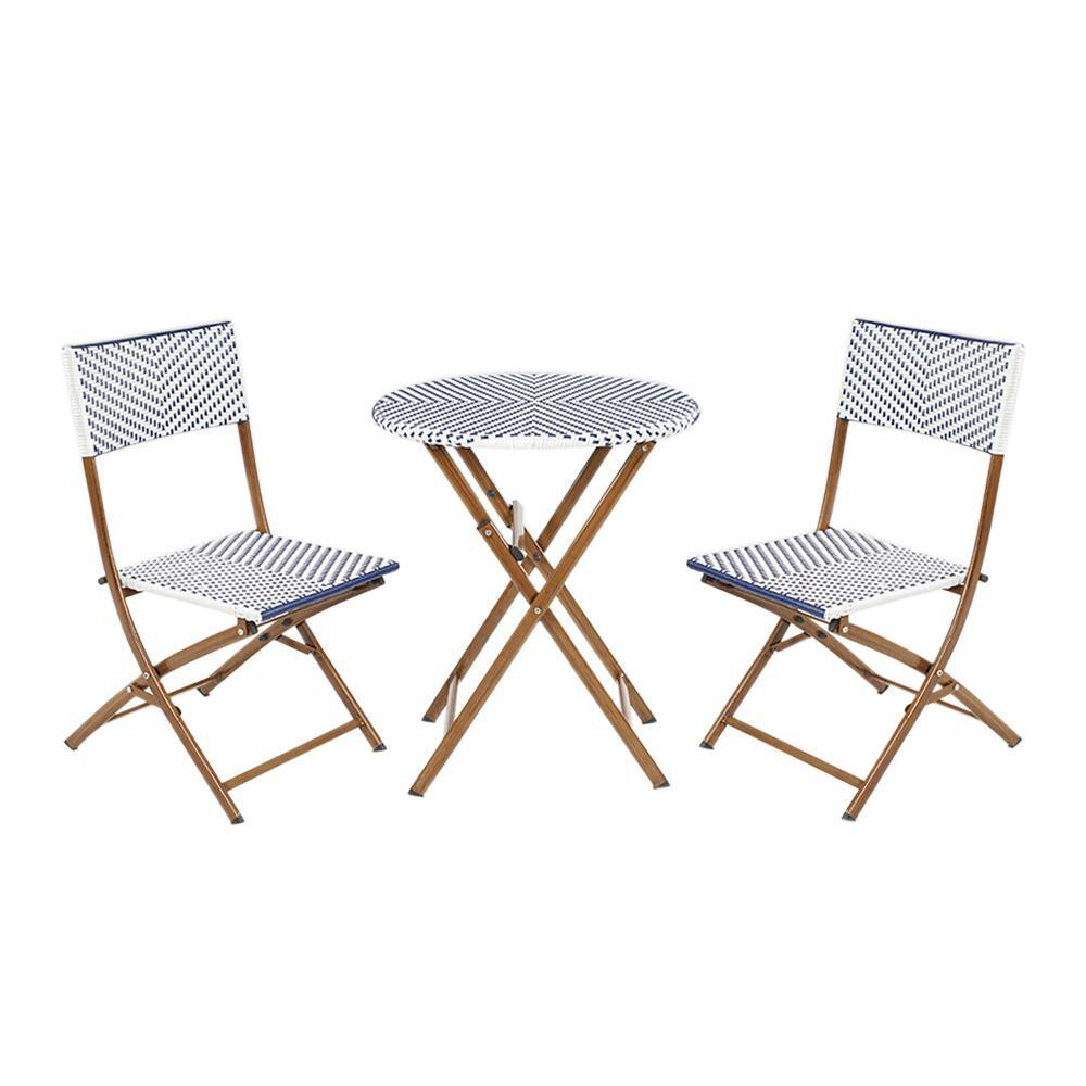 StyleWell 3-Piece Wicker Outdoor Patio Folding Bistro Set