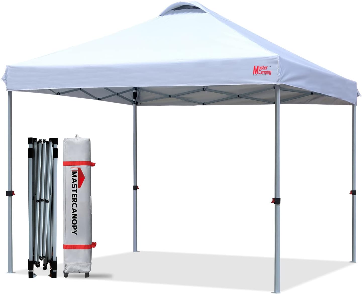 MASTERCANOPY Durable Ez Pop-up Canopy Tent with Roller Bag (8×8. White)