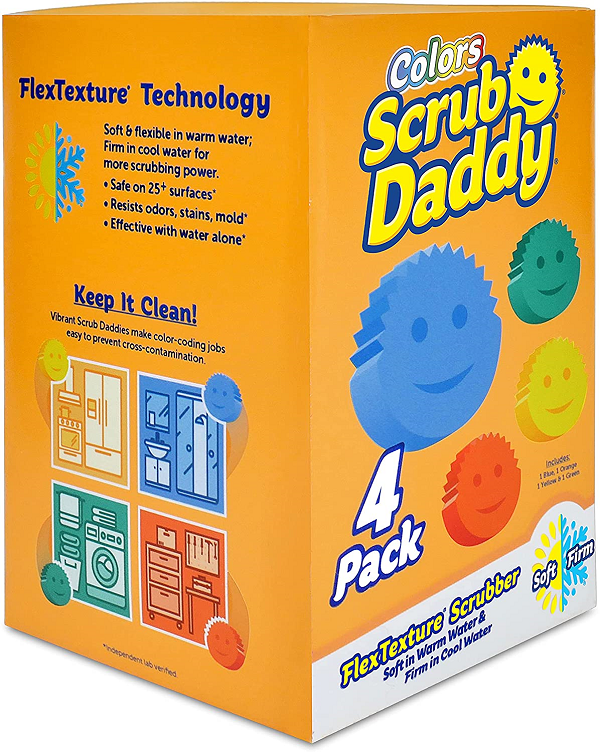 Scrub Daddy Sponge Set - Colors - Scratch-Free Scrubbers for Dishes Home. 4ct