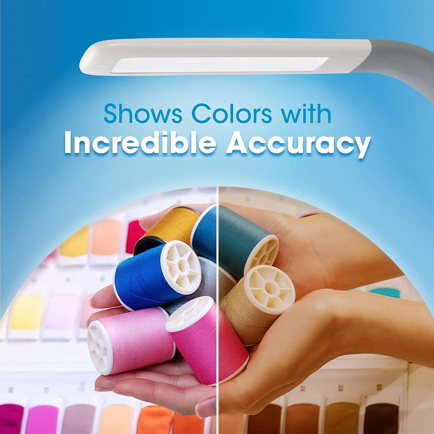 OttLite Cool Breeze LED Lamp with Bladeless Fan Desktop. Table or Nightstand Lamp for Studying or Reading - White