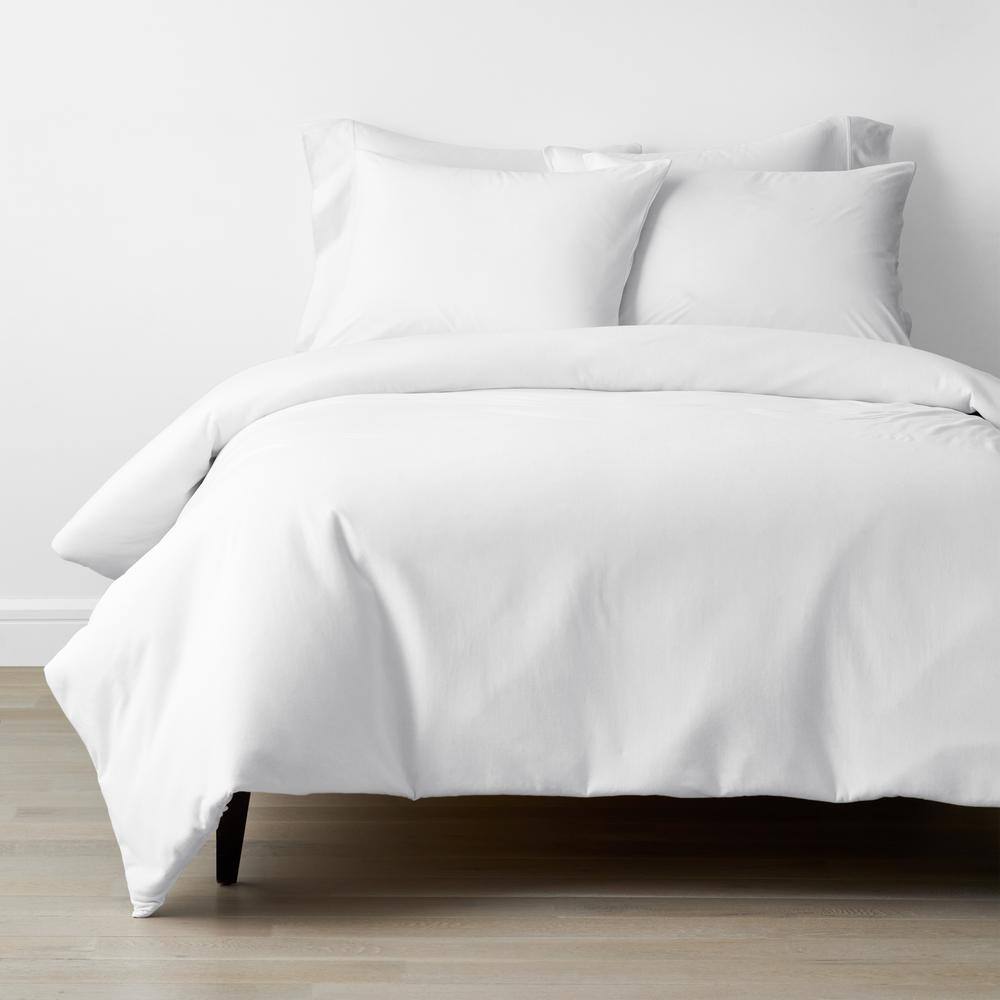 The Company Store  Company Cotton 4-Piece White Solid Cotton Jersey Knit Queen Sheet Set - White