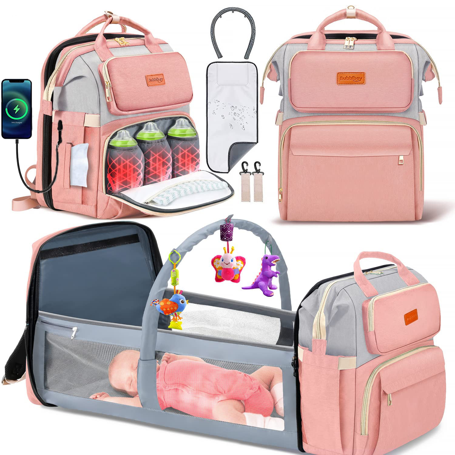 Diaper Bag Backpack. Campmoy 8 in 1 Large Diaper Bag with Changing Station