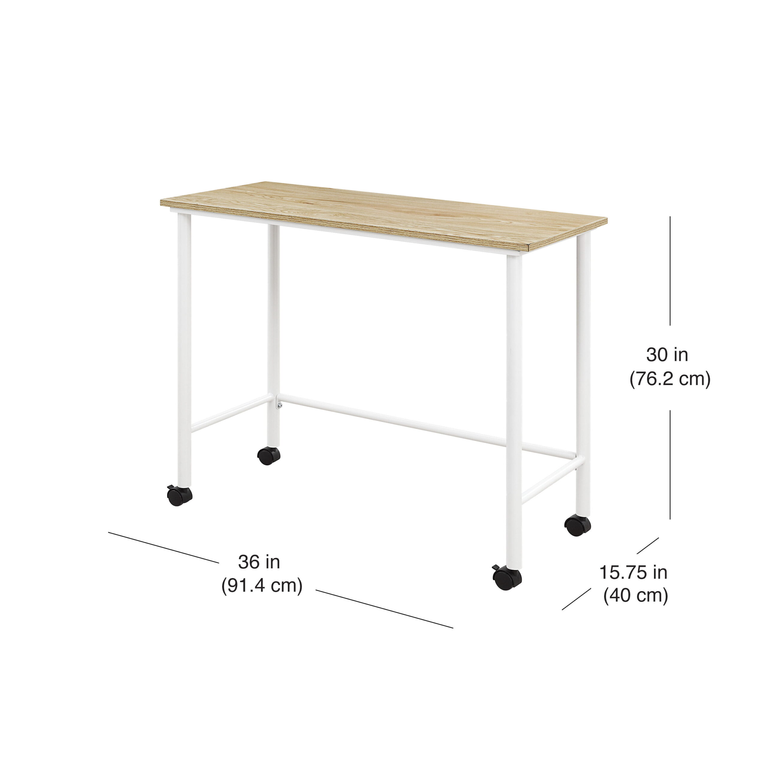 Your Zone Beckett Kids Metal Rolling Writing Desk. White