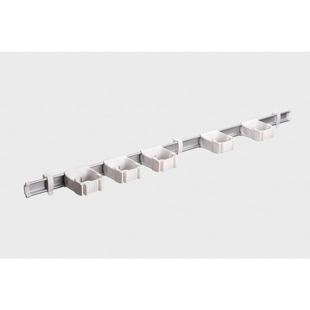 TOOLFLEX 9-5-3 37 in. Universal Garage Storage Rail System with 5 White One-Size-Fits-All Holders