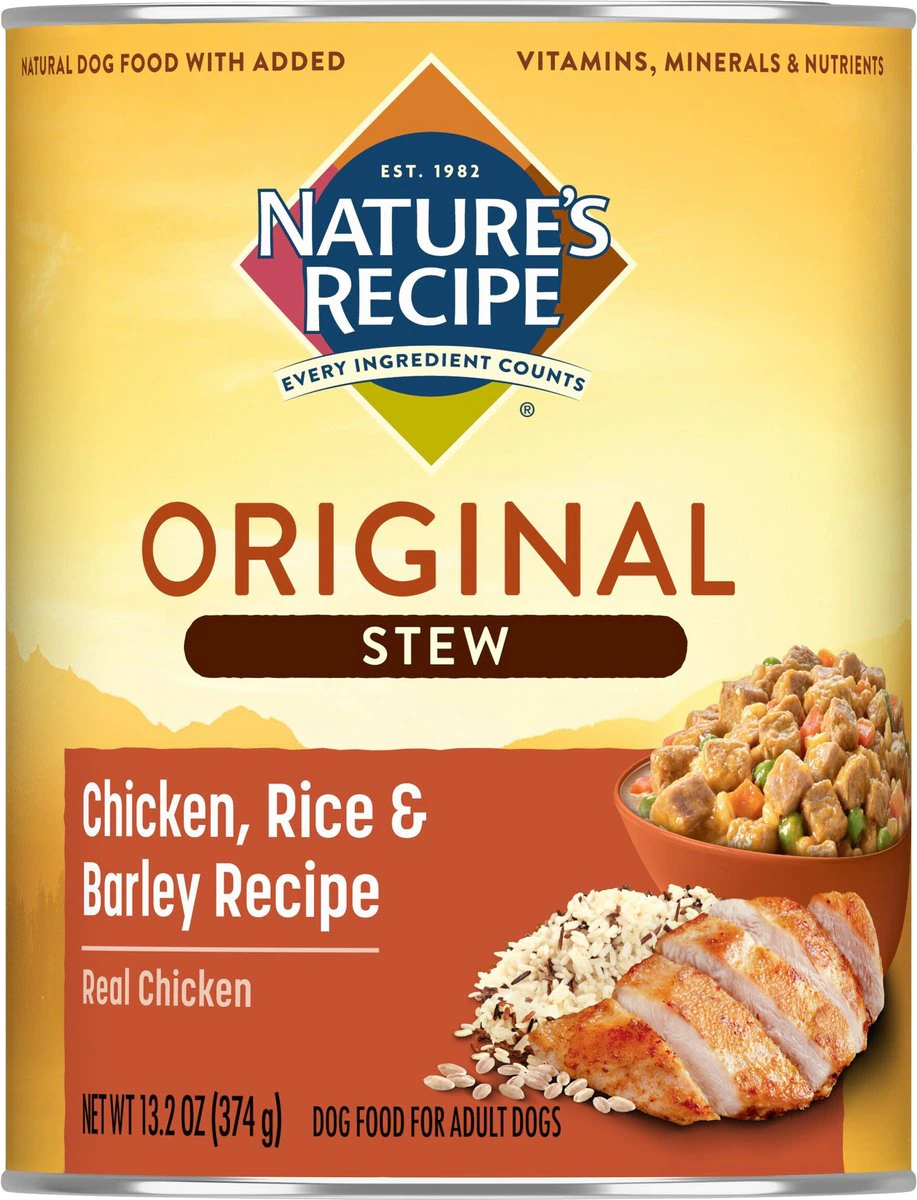 Nature-s Recipe Original Chicken. Rice & Barley Recipe Stew Canned Dog Food -  13.2-oz can. case of 12