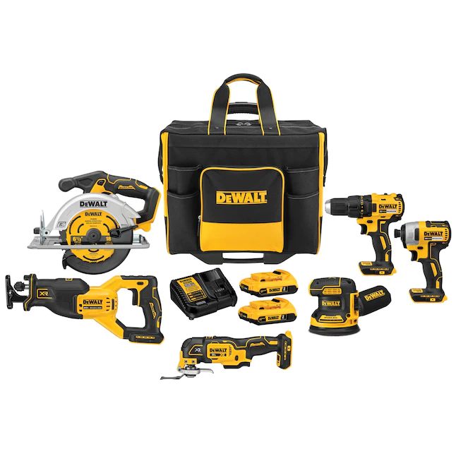 DEWALT DCKSS676D2 20V MAX Brushless Cordless 6-Tool Combo Kit with Large Site-Ready Rolling Bag