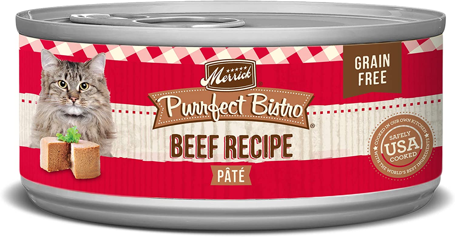 Merrick Purrfect Bistro Grain Free Canned Wet Cat Food - Beef Pate - 5.5 Ounce (Pack of 24)