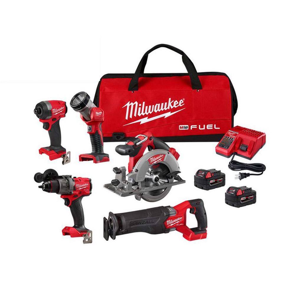 Milwaukee 3697-25 M18 FUEL 18V 5 Tool Cordless Brushless Li-Ion Combo Kit