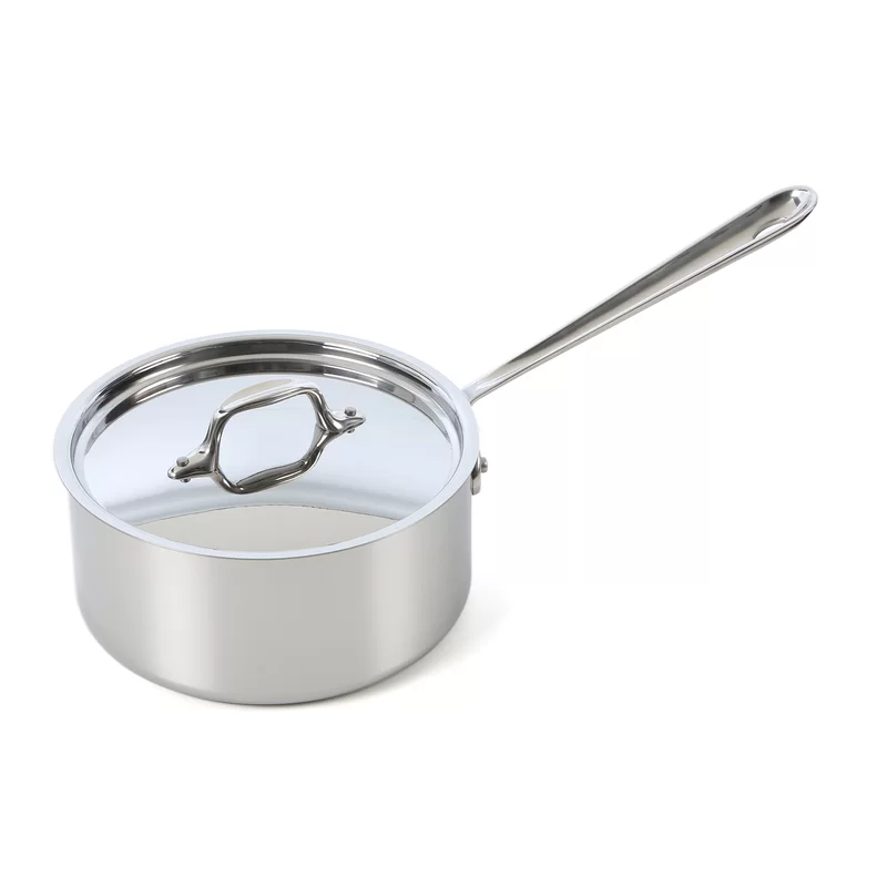 All-Clad 4201.5 Stainless Steel Tri-Ply Bonded Dishwasher Safe Sauce Pan with Lid Cookware. 1.5-Quart. Silver